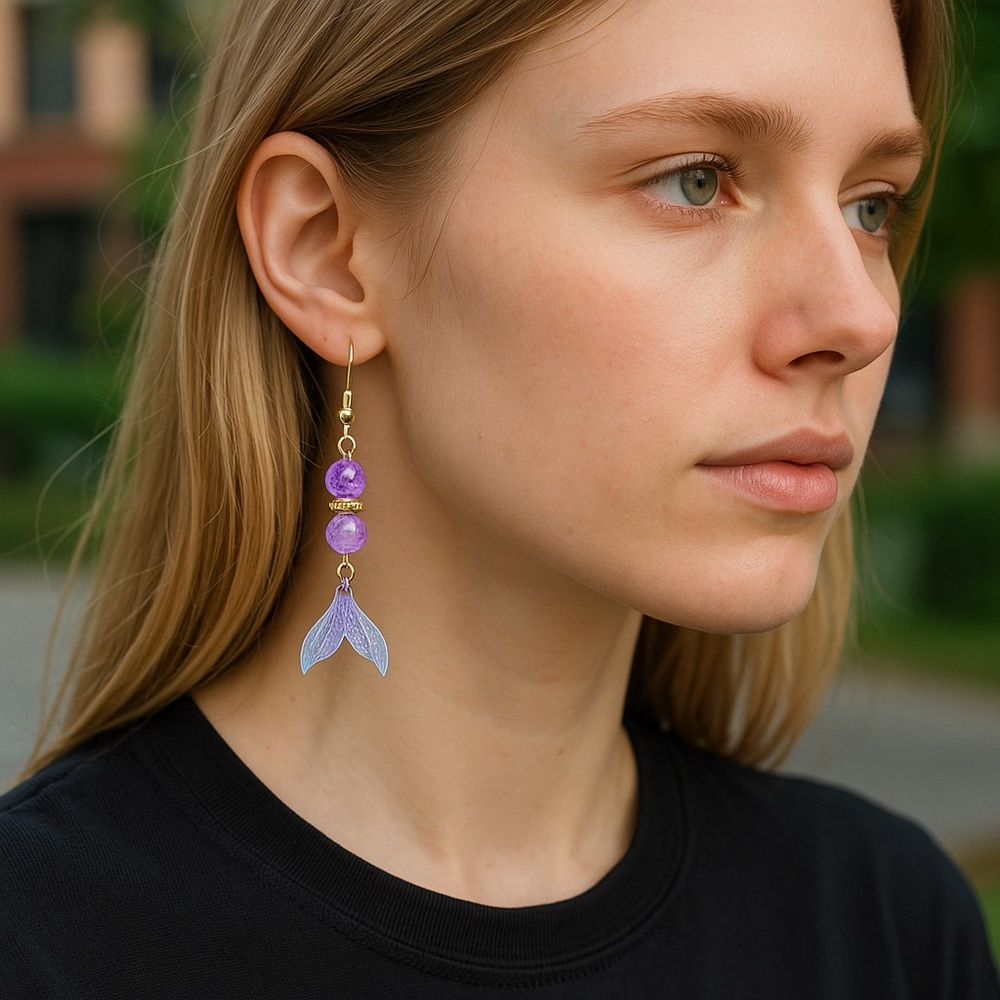 Elegant Purple and Gold Drop Earrings